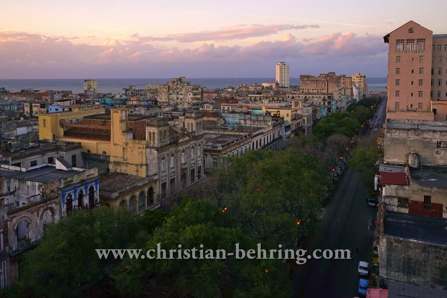 Blick von der Dachterrasse des Hotel Parque Central auf den Paseo de Marti (Delprado) Richtung Norden, La habana vieja, Havanna, Cuba, 31.01.2015 [(c) Christian Behring, www.christian-behring.com]
