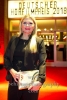 "DEUTSCHER HOERFILMPREIS 2018", Moderatorin Leslie Nachmann, Roter Teppich zur Preisverleihung vor dem Kino International, Berlin, 20.03.2018