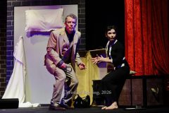 Johannes Kalle Schäfer und Mascha Stummer, "Die 39 Stufen", Fotoprobe zur Kriminalkomödie am 18.03.2026, Premiere im Berliner Kriminaltheater, Berlin, 02.04.2026