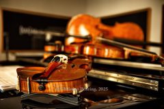 Instrumente von Massimo Guidetti (Pianist), Pierluigi Ruggiero (Cellist und Künstlerischer Leiter), Sebestyen Sztathatosz (Geiger), Zoltan Banfalvi (Geiger), Peter Barsony (Bratschist), "Ensemble SineQuaNon Berlin", Probe, Music Academy, Berlin, 13.06.2025