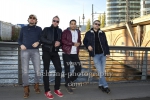 "Kid Colling Cartel" (Konzert am 21.10.2018 im HANGAR 49), David Franco (Bassist), Nicolas Goulay (Keyboarder, nur auf der Tour), Kid Colling (Saenger, Gitarrist), Florian Pons (Drummer), Photocall, An der Michaelkirchbruecke, Berlin, 21.10.2018 (Photo: Christian Behring)