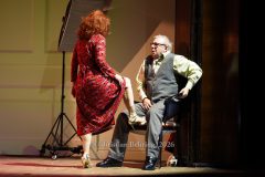 Joachim Krol (Wolfgang), Katharine Mehrling (Sophia), "Sophia oder das Emde der Humanisten", Deutsche Erstaufführung, Fotoprobe am 11.03.2026 im Renaissance Theater, Berlin, Premiere am 15.03.2026