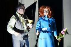 Joachim Krol (Wolfgang), Katharine Mehrling (Sophia), "Sophia oder das Emde der Humanisten", Deutsche Erstaufführung, Fotoprobe am 11.03.2026 im Renaissance Theater, Berlin, Premiere am 15.03.2026