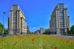 Mohnblumen auf dem Mittelstreifen der Karl-Marx-Allee, Berlin, 03.06.2021