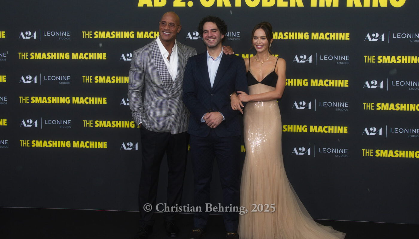 Dwayne Johnson, Emily Blunt und Regisseur Benny Safdie, "THE SMASHING MACHINE", Red Carpet zur Deutschland-Premiere im ZOO PALAST, Berlin, 22.09.2025